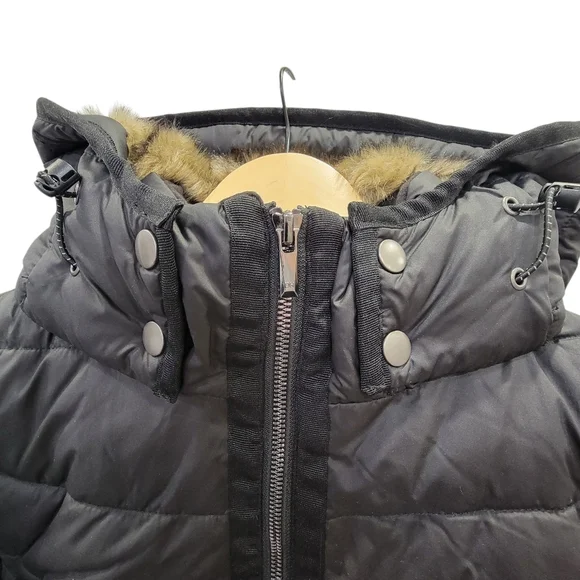 Denver Hayes Lightweight Puffer Jacket Black Hooded Winter Warm Women’s Large - Picture 12 of 17